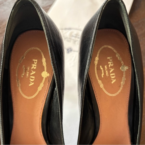 PRADA Black Open Square Toe Leather Heels - Picture 3 of 10